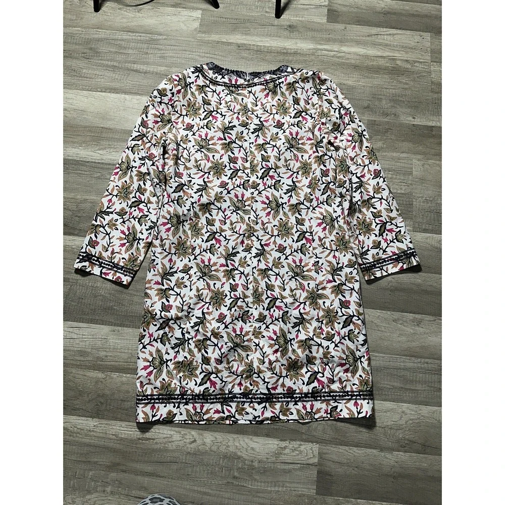 Tory Burch Women's Printed 3/4 Sleeve Tunic Mini Dress‎ Floral Size 12